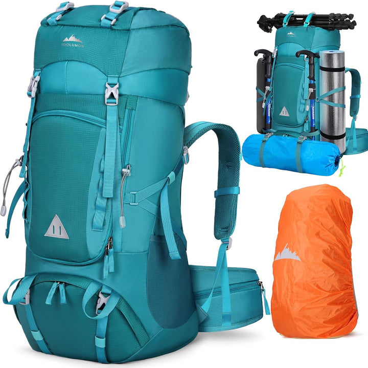 IGOLUMON Trekkingrucksack 60L Wanderrucksack Herren Damen Reiserucksack Grosser Rucksack mit Regenhü