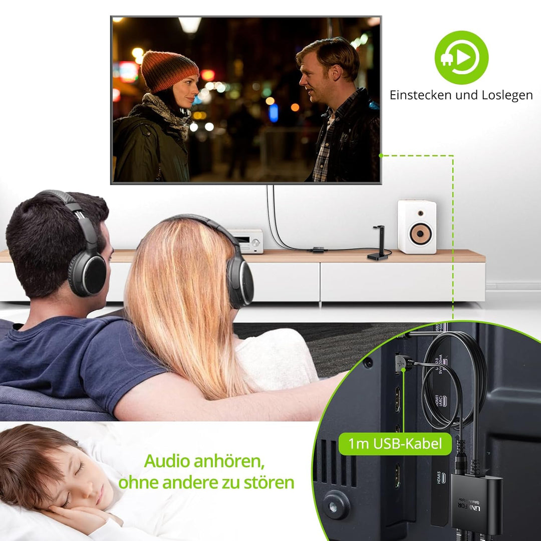 LiNKFOR Optical Audio Cable, Toslink Splitter 1 in 2 Out mit optischem Kabel, Optisches Audiokabel 1