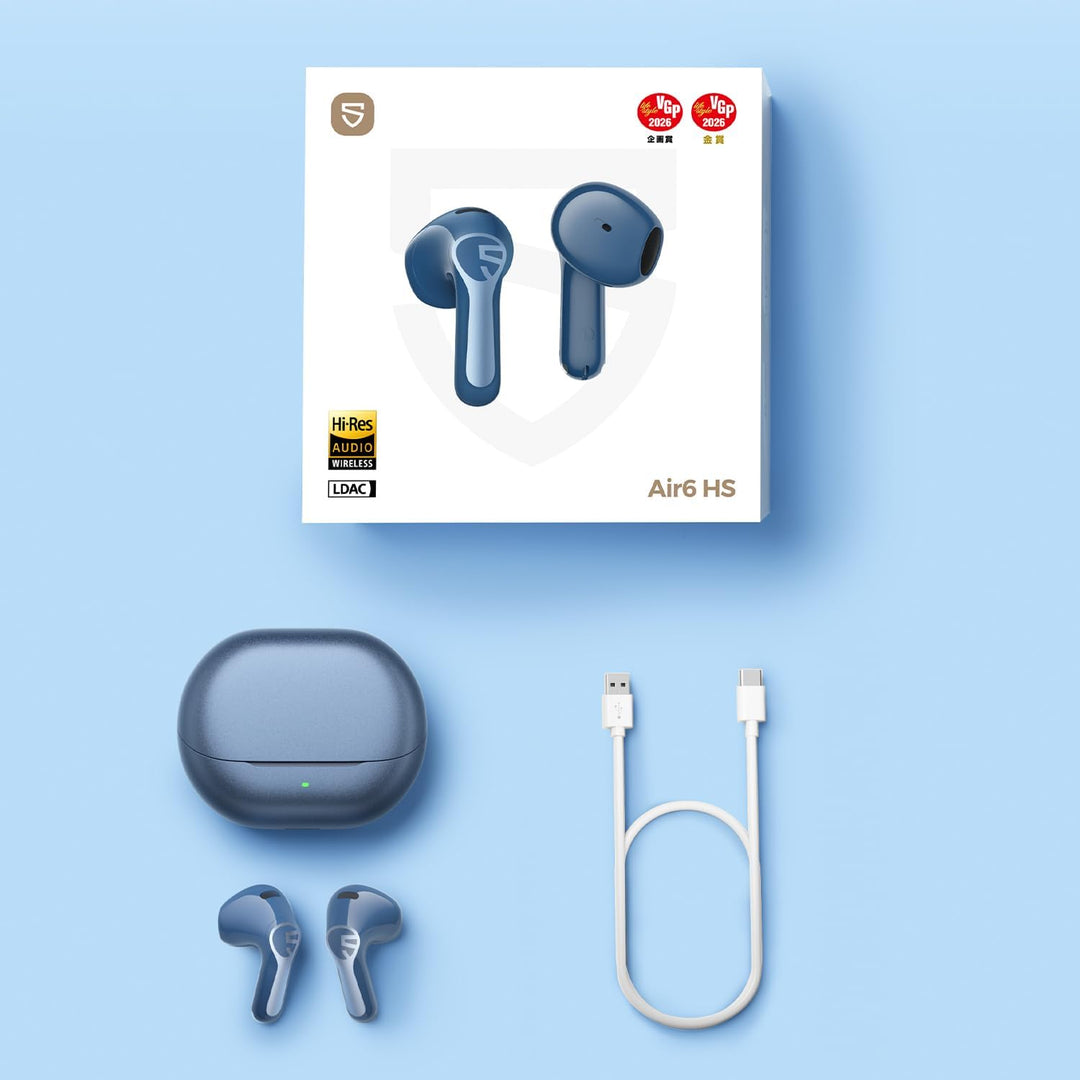 SoundPEATS Air6 HS Semi-in-Ear Bluetooth Kopfhörer | 13mm Dreimagnet-Treiber, LDAC+Hi-Res, 45 Std. A