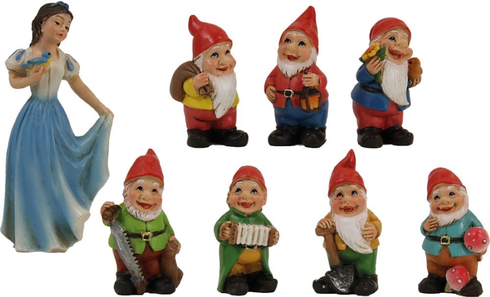 FADEDA 8X Schneewittchen und die Sieben Zwerge/Höhe:8 cm/handbemalt/detailgetreue Krippen Figuren -