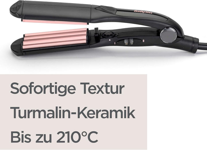 BaByliss The Crimper Kreppeisen mit 10 Temperaturstufen bis 210°C und Abschaltautomatik In rosa Schw