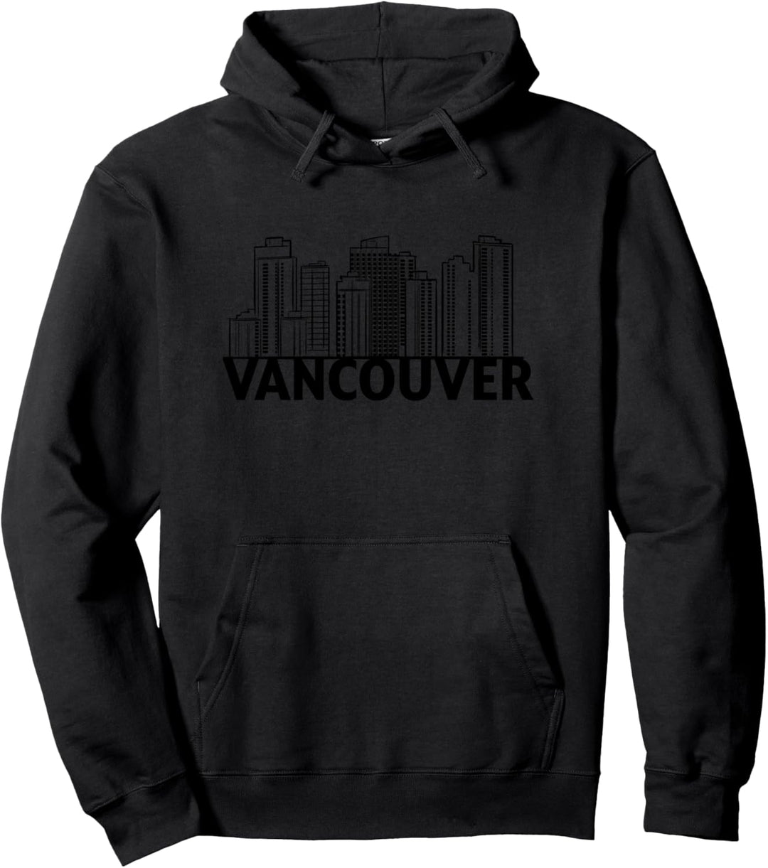 Vancouver Kanada City Skyline Silhouette Outline Sketch Pullover Hoodie