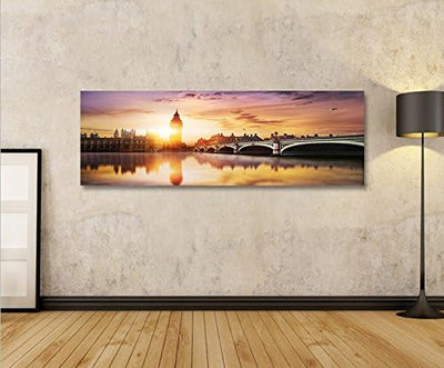 islandburner Bild Bilder auf Leinwand London V5 Big Ben Tower Bridge Panorama XXL Poster Leinwandbil