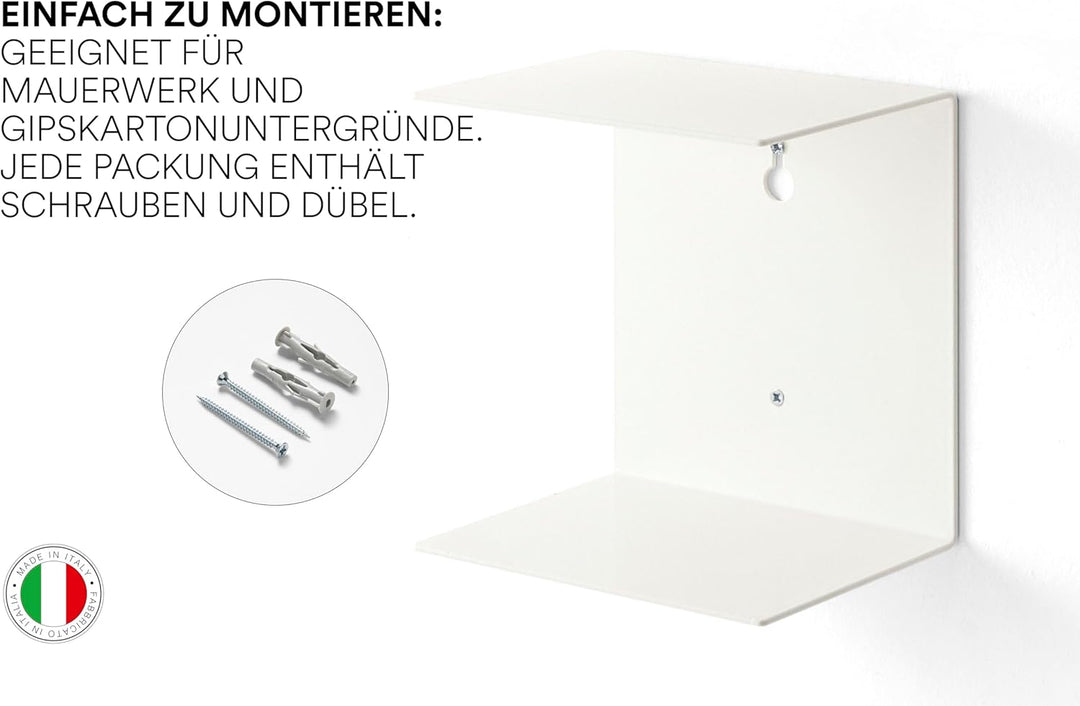 home3000 Bis 80 Bücher - 4 weisse unsichtbare Bücherregale - bis zu 200 cm schwebende Bücherstapel -