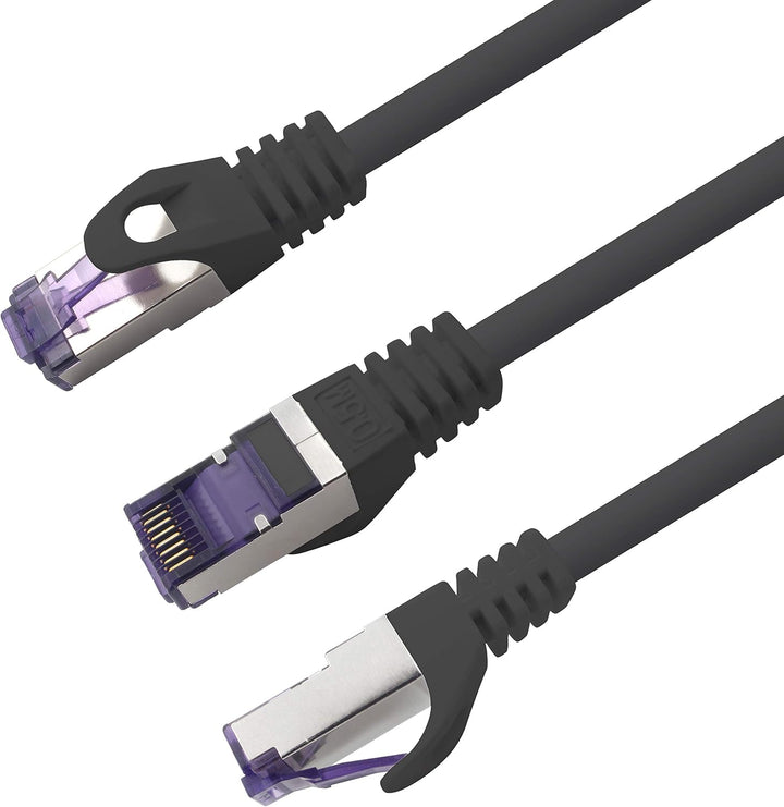 1aTTack.de Cat.7 Netzwerkkabel 7,5m - Schwarz - 5 Stück - Cat7 Patchkabel (SFTP/PIMF/LSZH) Rohkabel