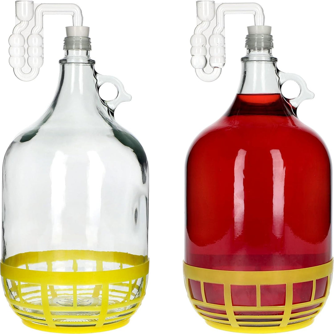 lilawelt24 5L Flasche +Gummistopfen + Gärröhrchen Gärballon Set Weinballon Gärbehälter/brauen Wein M