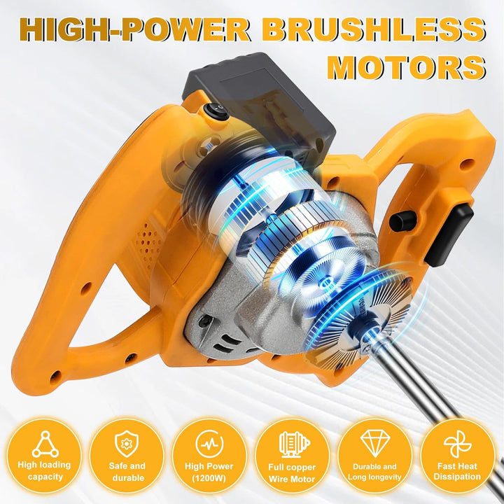 Akku Farbmörtelrührer Kompatibel mit Dewalt 20V Batterie, Brushless Rührwerk Zementmischer 6-Gang-Ge