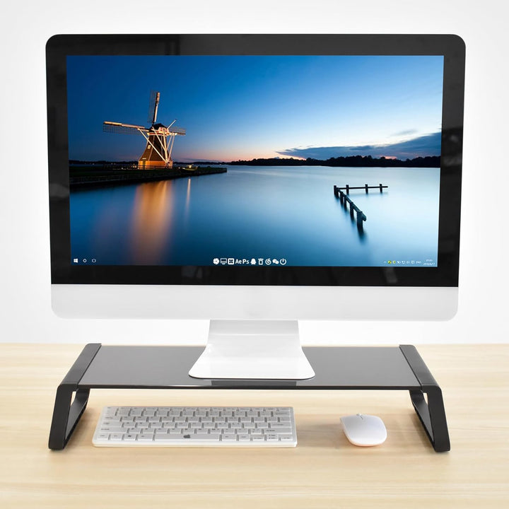 SVITA ANSAN Monitorständer Monitorerhöhung Schreibtisch Computertisch Glas Schwarz, Schwarz