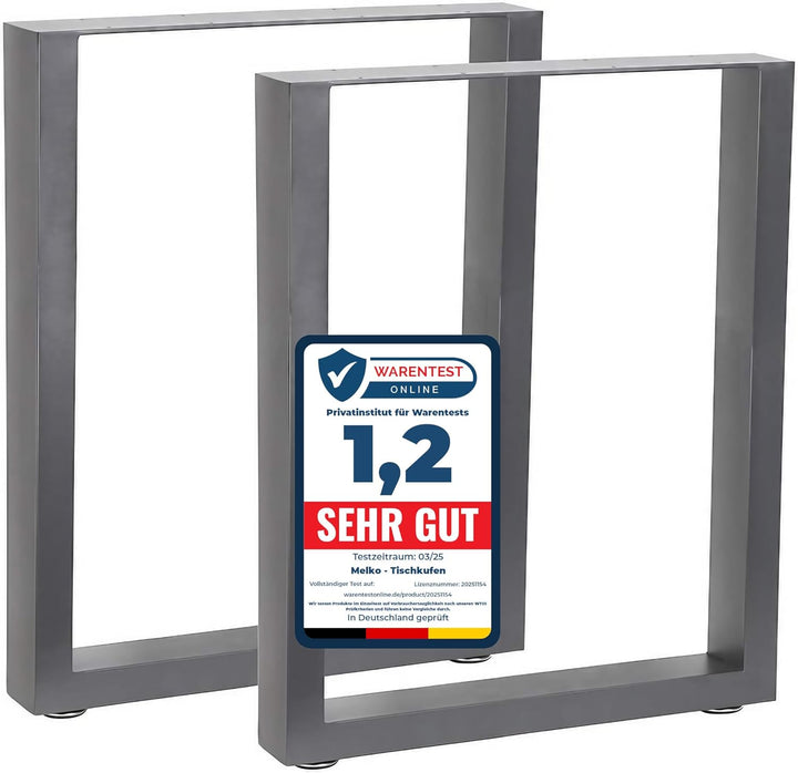 Melko 2X Tischkufen aus Vierkantprofilen 80x40 mm Tischuntergestell 60 x 72 cm Tischbeine inkl. Bode