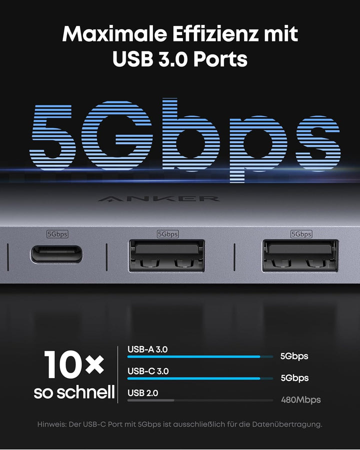 Anker 7-in-1 USB-C Hub mit 4K@60Hz HDMI, 85W Power Delivery, USB-A/C-3.0-Ports und SD/microSD-Karten