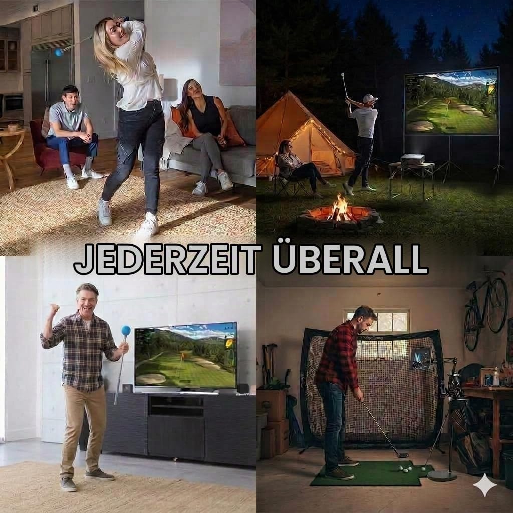 PHIGOLF Phigolf2 Flex Golf-Simulator mit einziehbarem Schwungstab für den Innen- und Aussenbereich,