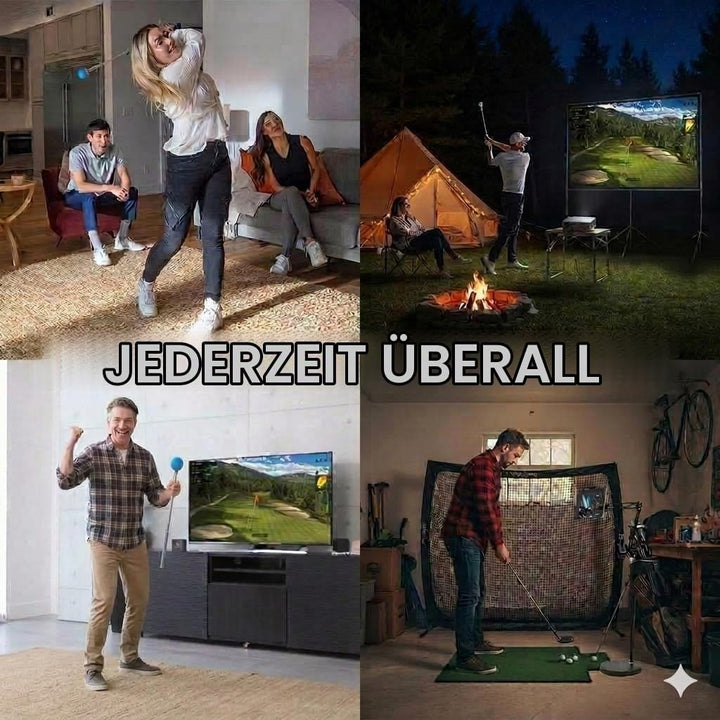 PHIGOLF Phigolf2 Flex Golf-Simulator mit einziehbarem Schwungstab für den Innen- und Aussenbereich,