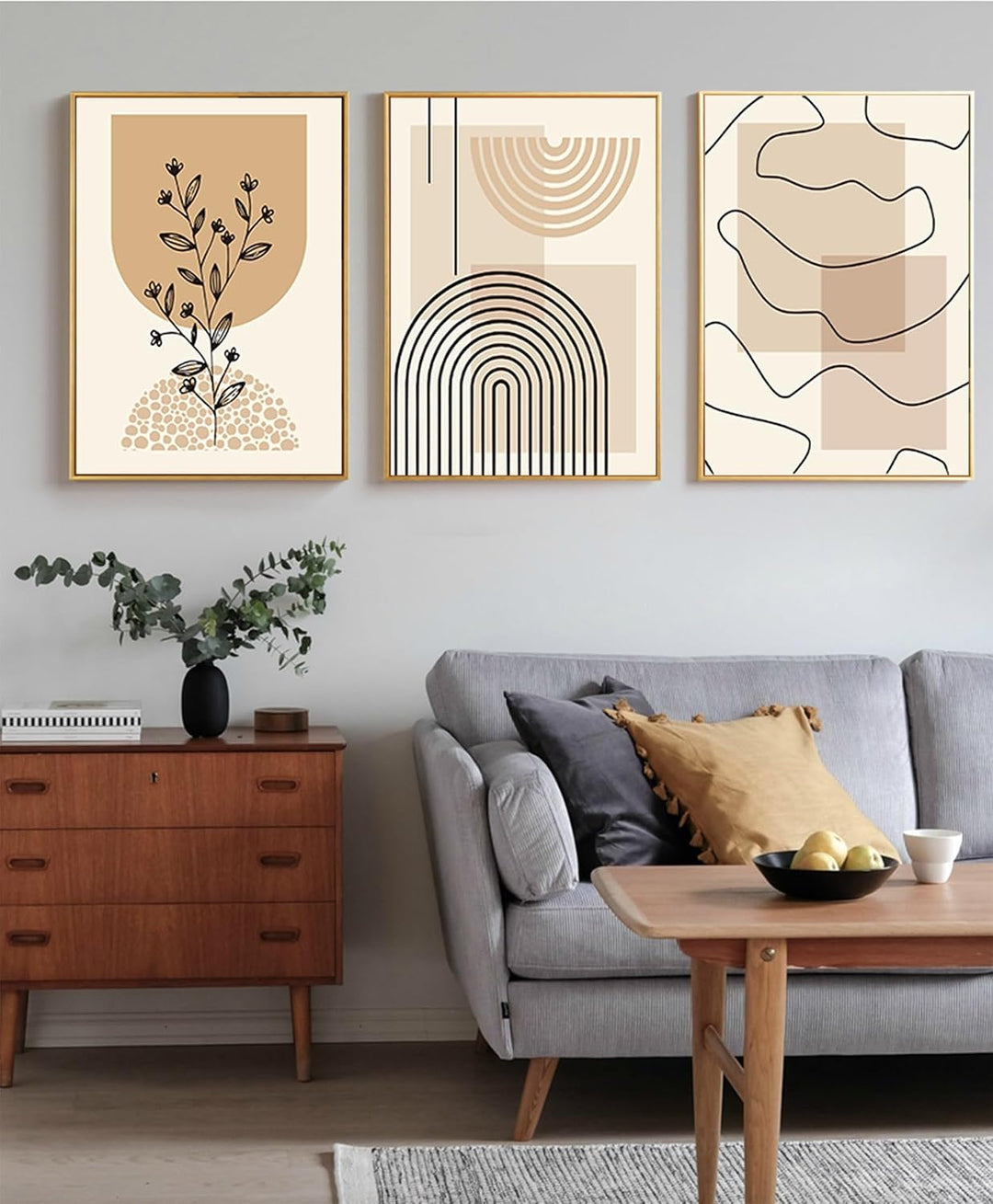 JNAOZI Abstrakte Linie Geometrie Bilder,Abstrakte Botanische Kunst Poster,Interior Home Decor Wall A