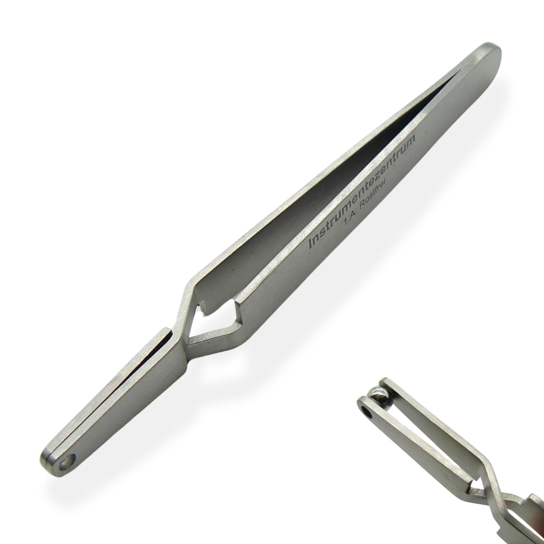 Kugelhalterpinzette F1 - für Kugeln ab 4 mm - selbsthaltend, Länge 11 cm - Piercing Kugel Aufdreher