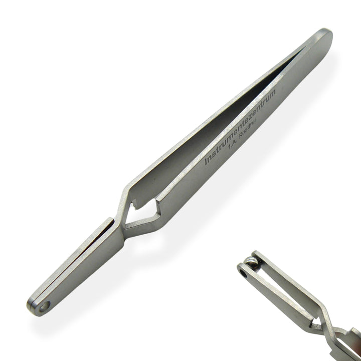 Kugelhalterpinzette F1 - für Kugeln ab 4 mm - selbsthaltend, Länge 11 cm - Piercing Kugel Aufdreher