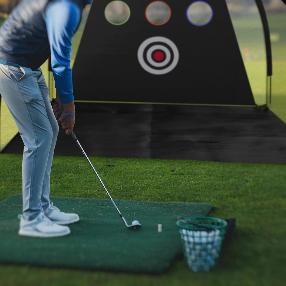 Relaxdays Golf Übungsnetz, Zielscheibe, Tragetasche und Heringe, HxBxT: 200x300x170 cm, Golfnetz Gar