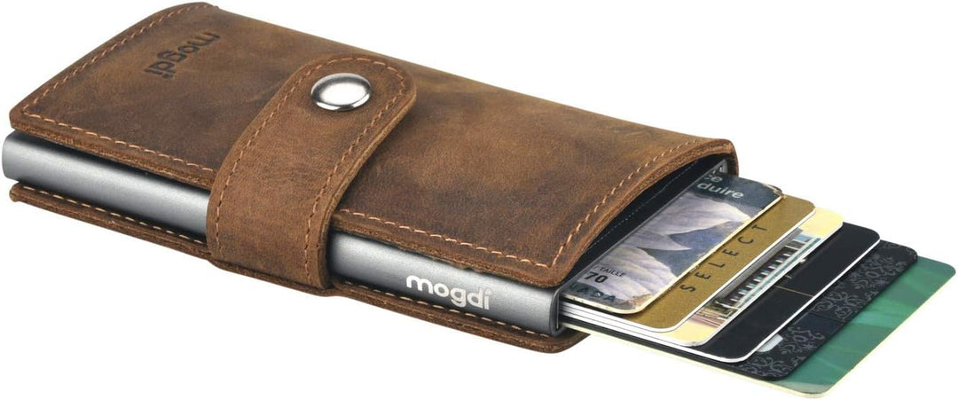 Premium Herren Portmonee RFID Schutz Kartenetui Business Geldbörse feinstes A++ Echtleder mogdi Nano
