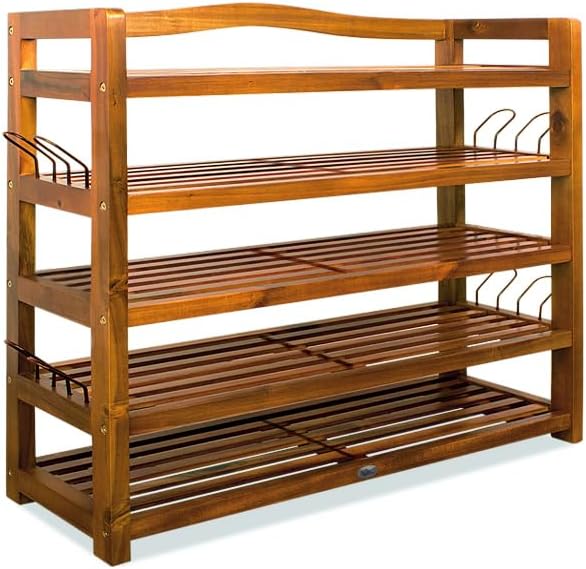 Casaria® 2X Schuhregal mit 5 Ebenen 95x26x82cm FSC®-Zertifiziert Akazien Holz Massiv Bad Diele Flur