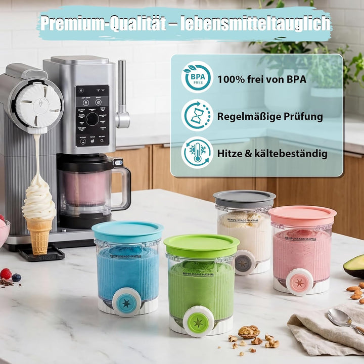 GFTIME 4 Stück Eisbehälter für Ninja Swirl by CREAMi NC700 NC701 NC701EU/NC701UK, 480 ml Behälter mi