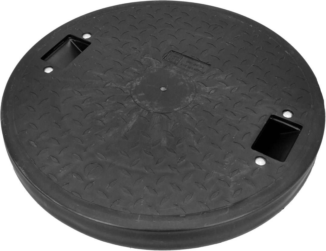 Schachtabdeckung Kunststoff Rund Ø DN600 Schwarz PP Kanaldeckel Schachtdeckel | Abflusssteigrohr Roh