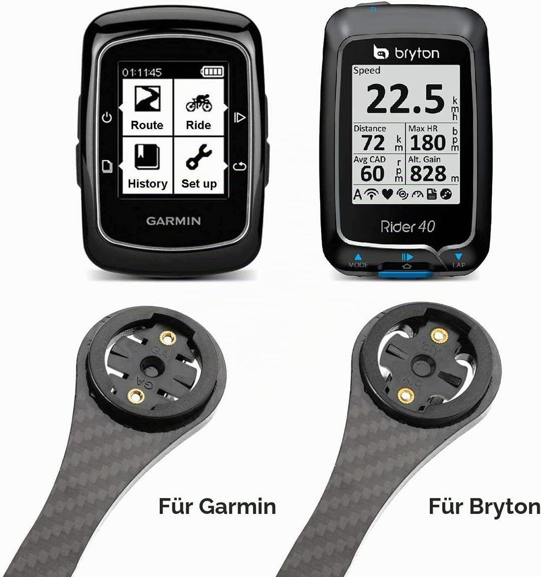 Fahrradcomputer GPS Lenkerhalterung, passend für Bryton Rider, Garmin Edge (200, 500, 510, 800, 810