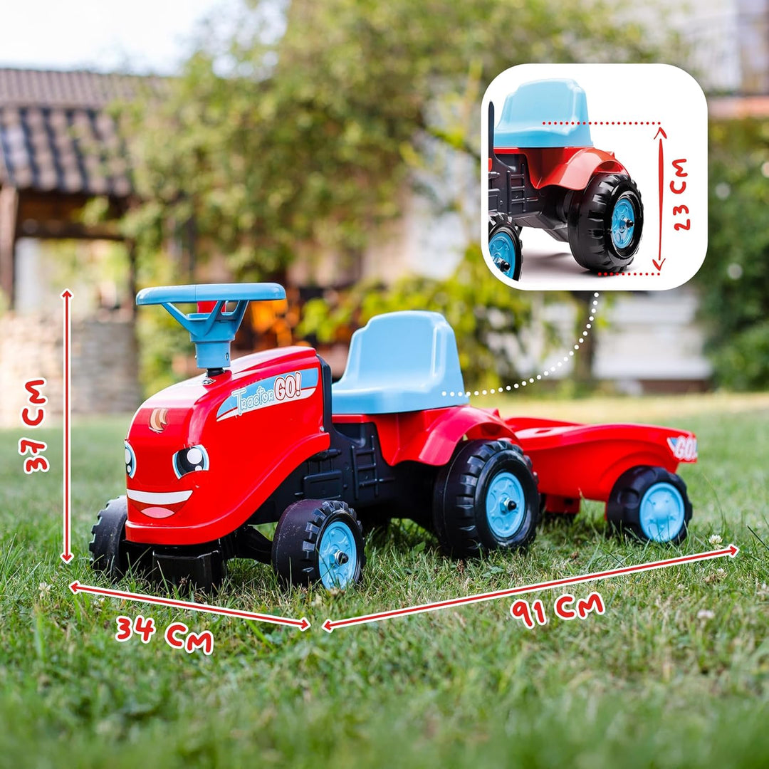 Falk - Traktor Go! Rutschauto mit Anhänger – ab 12 Monaten 2 Stile zur Personalisierung – Nummernsch