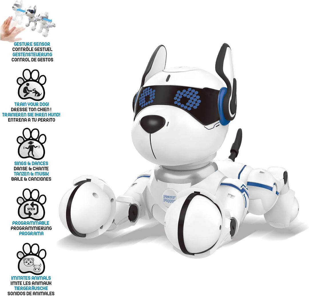Lexibook Power Puppy - Mein Roboterhund zum Trainieren - Programmierbarer Roboter mit Fernbedienung,