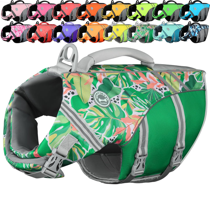 VIVAGLORY Hunde Schwimmweste Sports Style Hundeschwimmweste, S, Grün | Hundeweste Schwimmen Rettungs