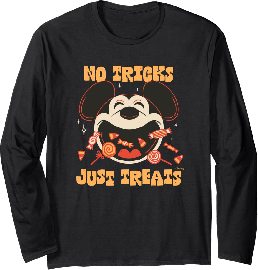 Disney Mickey Mouse Halloween Candy No Tricks Just Treats Langarmshirt