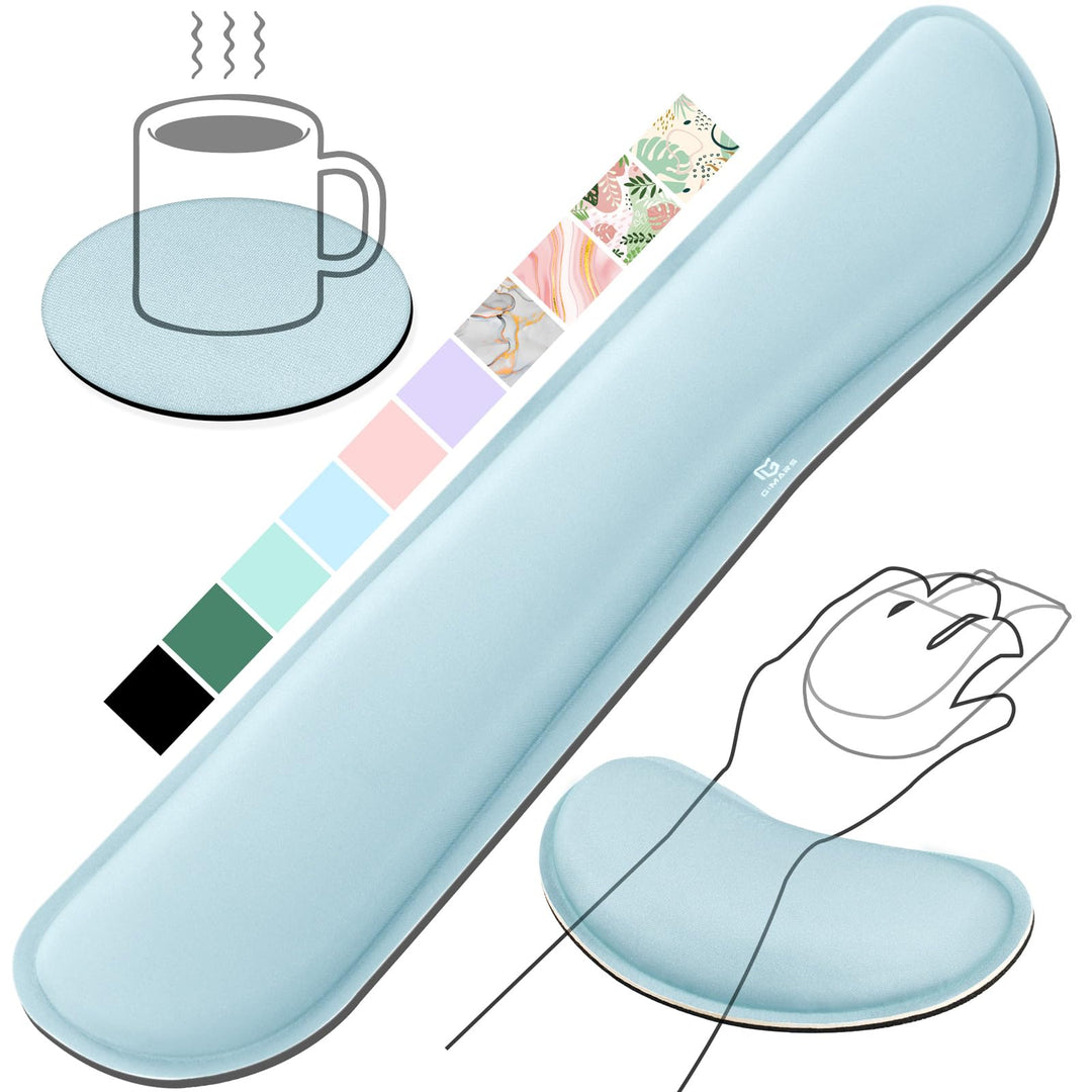 Gimars Vergrössertes Gel-Memory-Schaumstoff-Set, Tastatur-Handgelenkauflage, Maus-Handgelenkpolster,