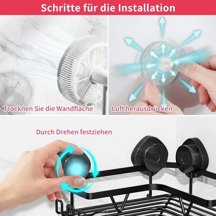 Duschablage Ohne Bohren, Edelstahl Duschregal Saugnapf, Badezimmer Dusche Organizer, Duschregal Ecke