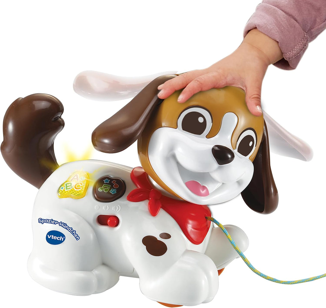 VTech Baby Spazier-Hündchen – Interaktiver Spielzeughund mit Musik und Schnur zum Hinterherziehen –