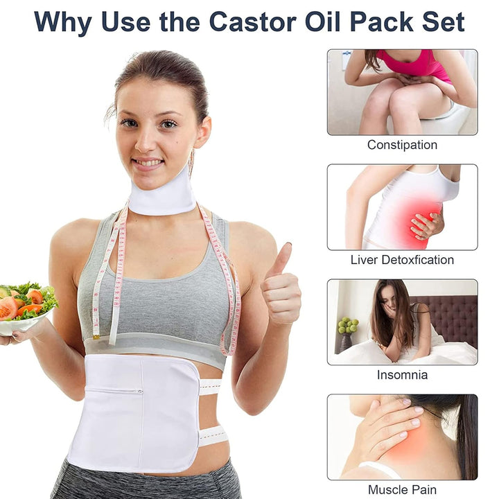 Castor Oil Pack - Wiederverwendbarer Wrap Mit Klettverschluss Taille Gürtel für Leber-Detox (Öl Nich