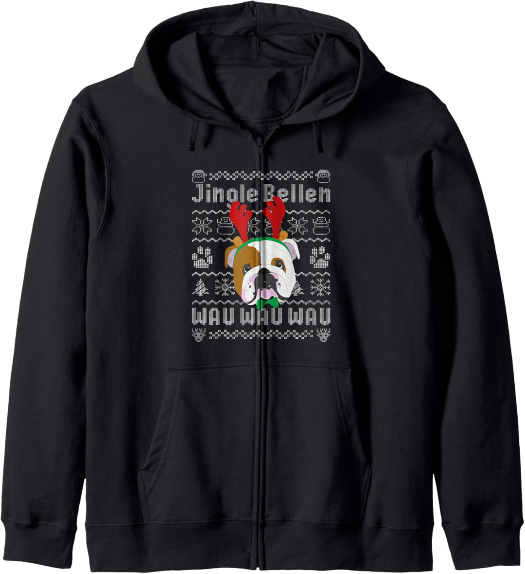 Lustiges Ugly Christmas Englische Bulldogge Hund Kapuzenjacke