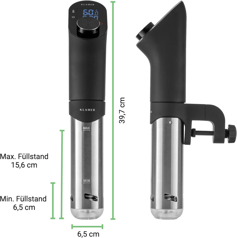 KLAMER Sous Vide Stick, 1200 Watt IPX7 wasserdichter Sous Vide Garer mit 3D Zirkulation und 20-95℃ T