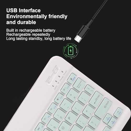 Kabellose Tastatur und Maus, 10 Zoll Bluetooth Tastatur Set, USB Aufladung, Ultradünne, Leise, Kabel