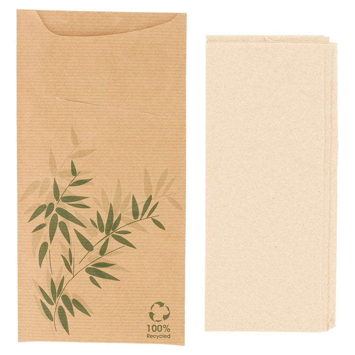 Tüten Für Besteck + Serviette "Just In Time"-"Feel Green" 80 + 10Pe G/M2 11,2X22,5 Cm Natur Vergé-Pa