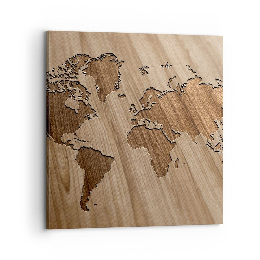 ARTTOR Bilder auf Leinwand 70x70cm Leinwandbild Geographie Globus Karte Gross Wanddeko Bild Schlafzi