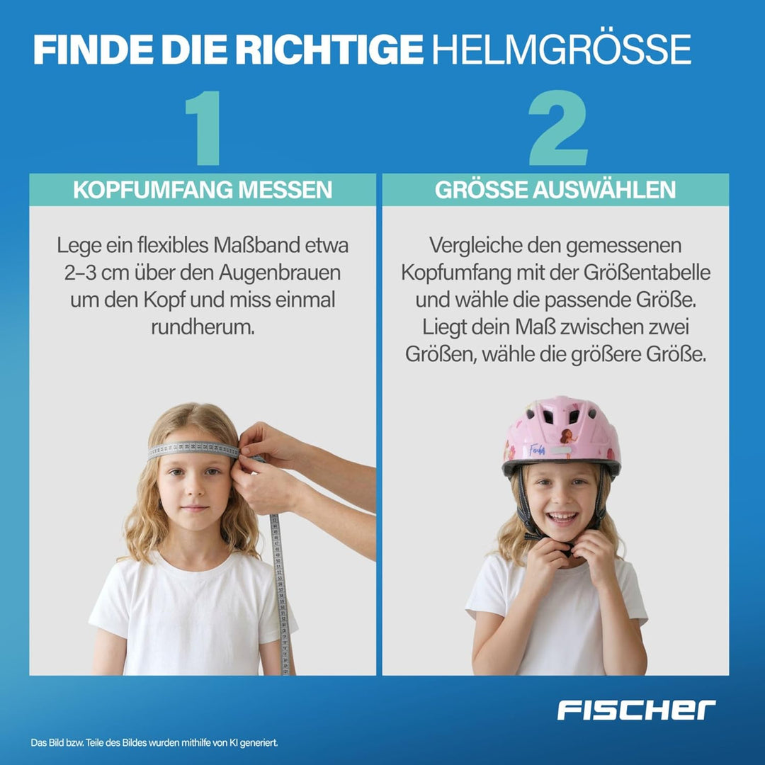 FISCHER Kinder-Helm, Fahrradhelm, Jugendhelm mit integriertem LED-Rücklicht, XS/S, 48-54cm Fairy, Fa