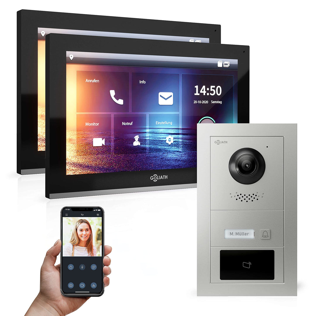 Goliath Hybrid | IP | Full-HD Video Türsprechanlage | App | 1-Fam | 2 x Full-Touchscreen 10" | Alumi