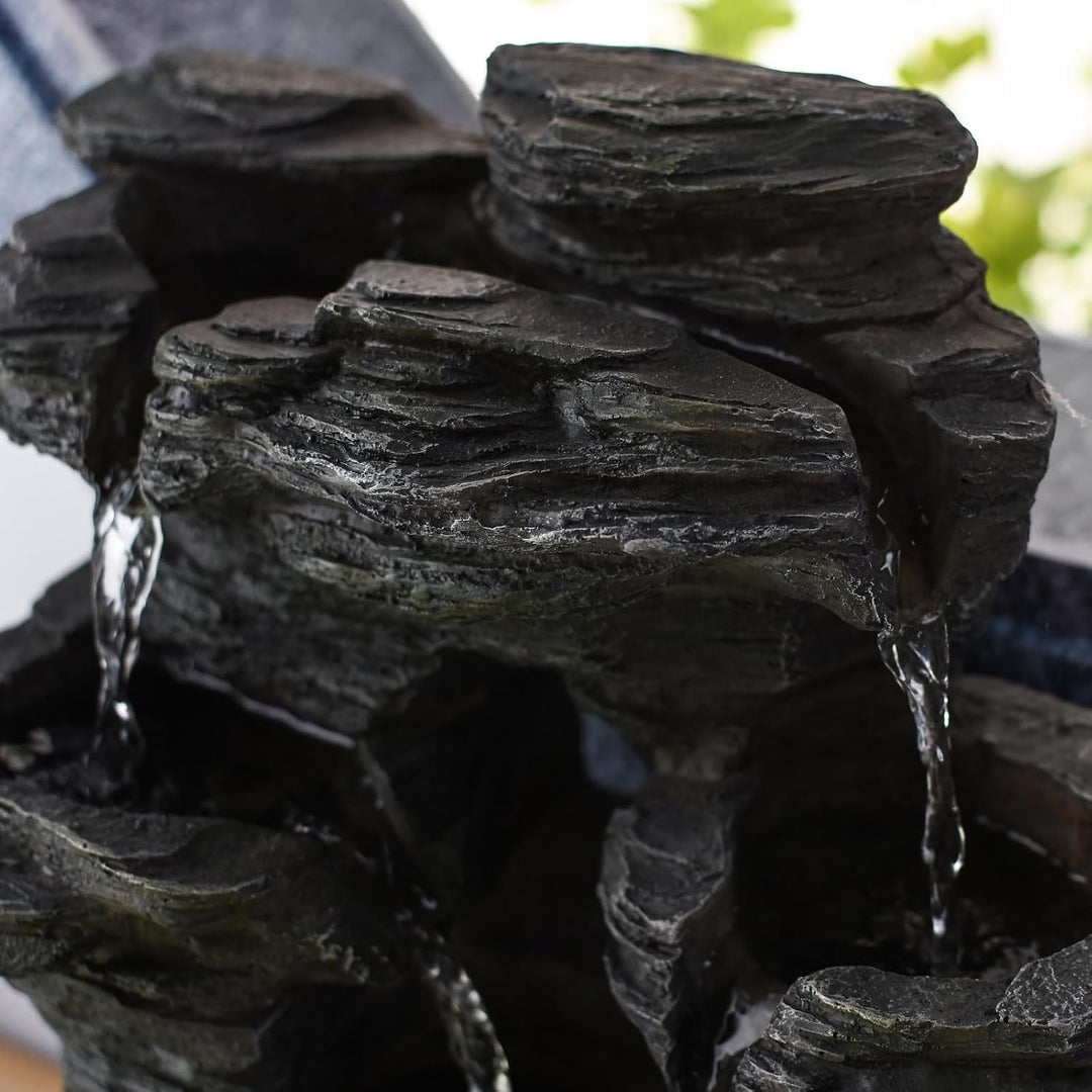 Zen'Light Innenbrunnen Naturkaskade Effekt Stein Buntes Licht, Geschenkidee, grosses bewegendes Inne