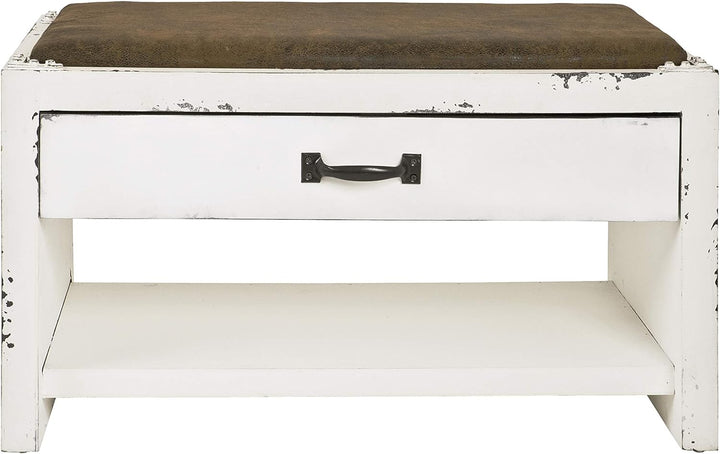HAKU Möbel Schuhbank, MDF, Motiv-vintage, B 72 x T 40 x H 43 cm Motiv-vintage 72 x 40 x 43, Motiv-vi