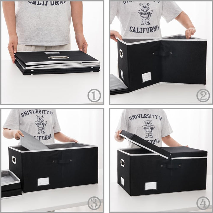 PRANDOM Aufbewahrungsbox mit Deckel Gross,Faltbarer Aufbewahrungsboxen, Aufbewahrungskorb mit Griff,