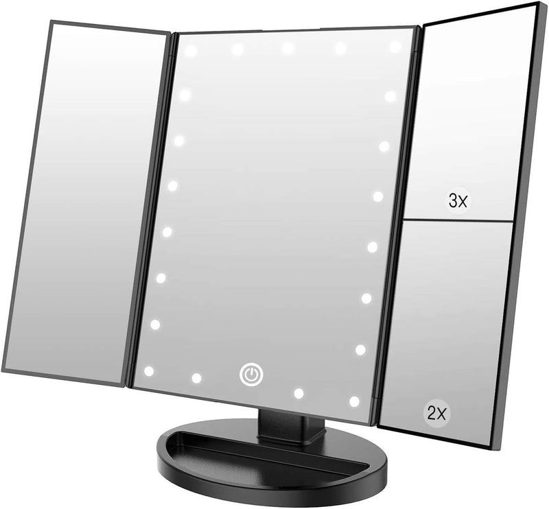 WEILY Kosmetikspiegel mit 21 LED Licht und 2X/ 3X Vergrösserung, USB und Batterie Dual Power Modus,