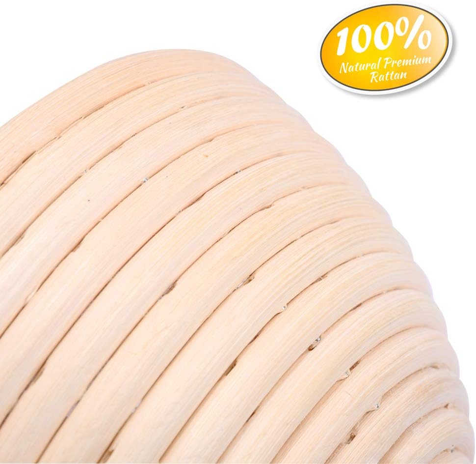 18cm Rund Gärkörbchen Banneton Brotform Korb,Handgewebter Natürlicher Rattan Gärkorb mit Leinen Line