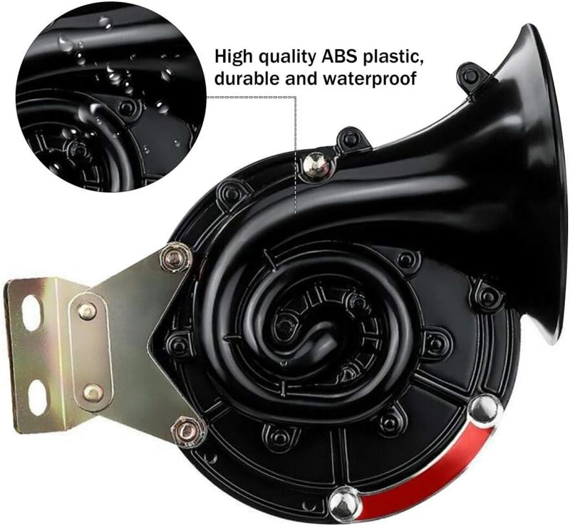 Auto Schneckenlufthorn, 12V/24V 300db Lautes Horn, Elektrische Einzelhorn Hupe Wasserdicht Schnecken