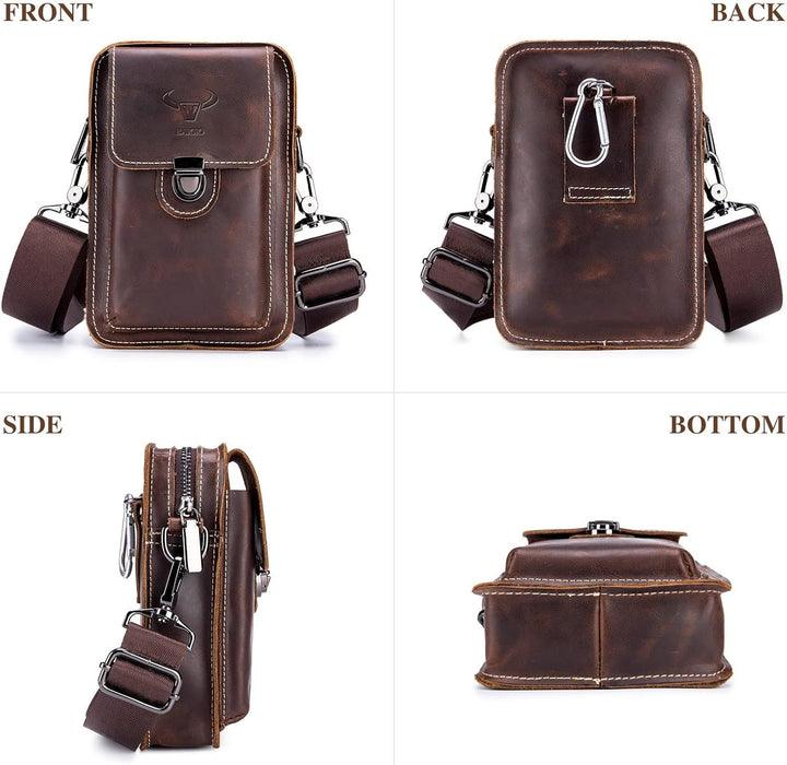 BAIGIO Handytasche Leder Vintage Gürteltasche Herren Hüfttasche Klein Schultertasche Umhängetasche R