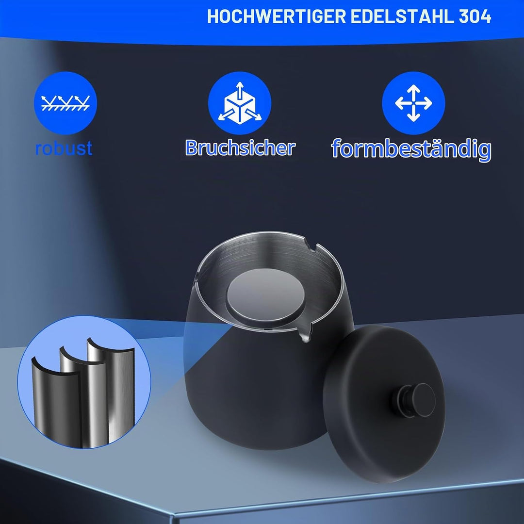 LWMTT Aschenbecher,Aschenbecher mit Deckel, Edelstahl Aschenbecher für Draussen, Sturmaschenbecher a