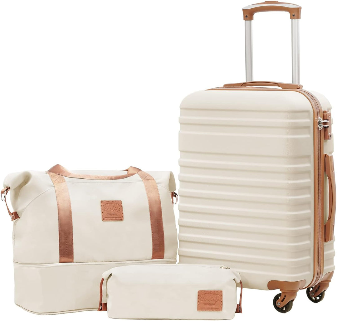 COOLIFE Koffer Trolley Koffer Reisekoffer von ABS Hartschalen Trolley 4 Rollen TSA-Schloss Der Koffe