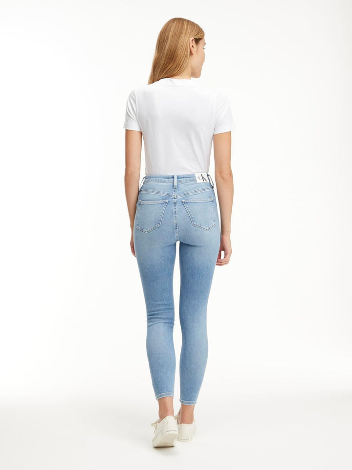 Calvin Klein Jeans Damen Hohe Taille, Super Skinny Knöchel Hose 32 Denim Light, 32 Denim Light